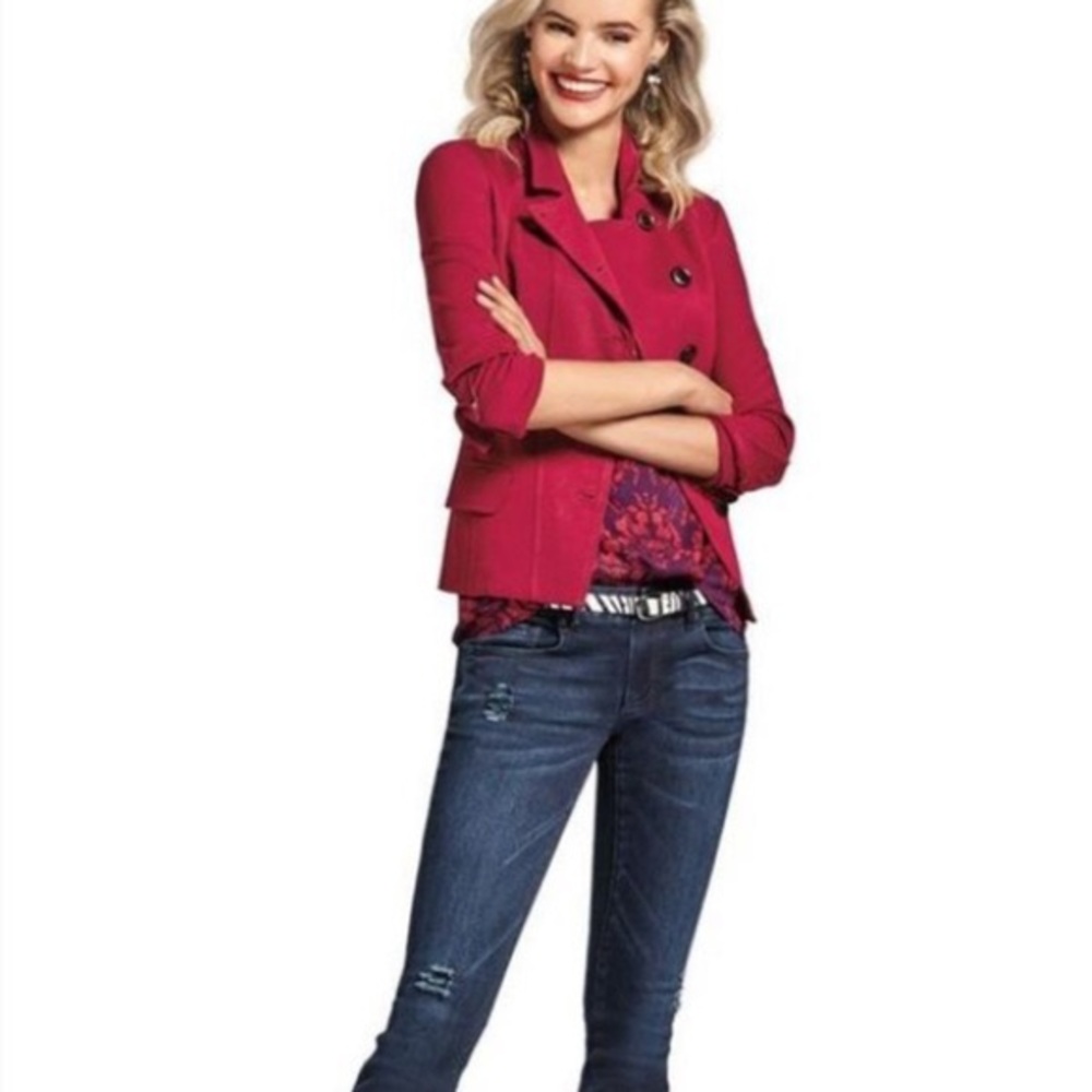 CAbi 3175 Rhubarb Red Outing Blazer Ponte Knit
